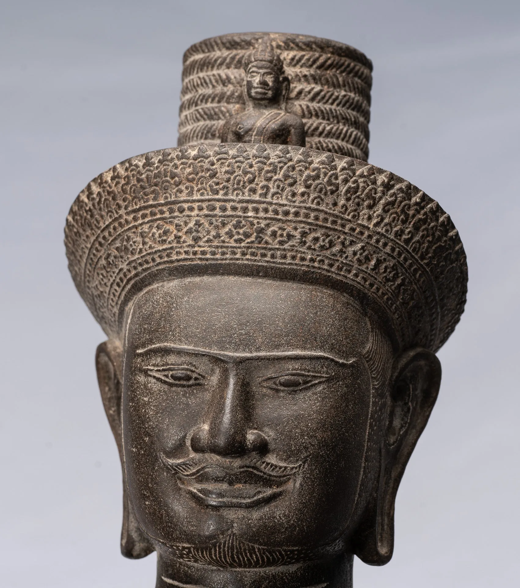 Antique Khmer Style Stone Koh Ker Seated Bodhisattva Avalokitesvara Statue - 62cm/25"