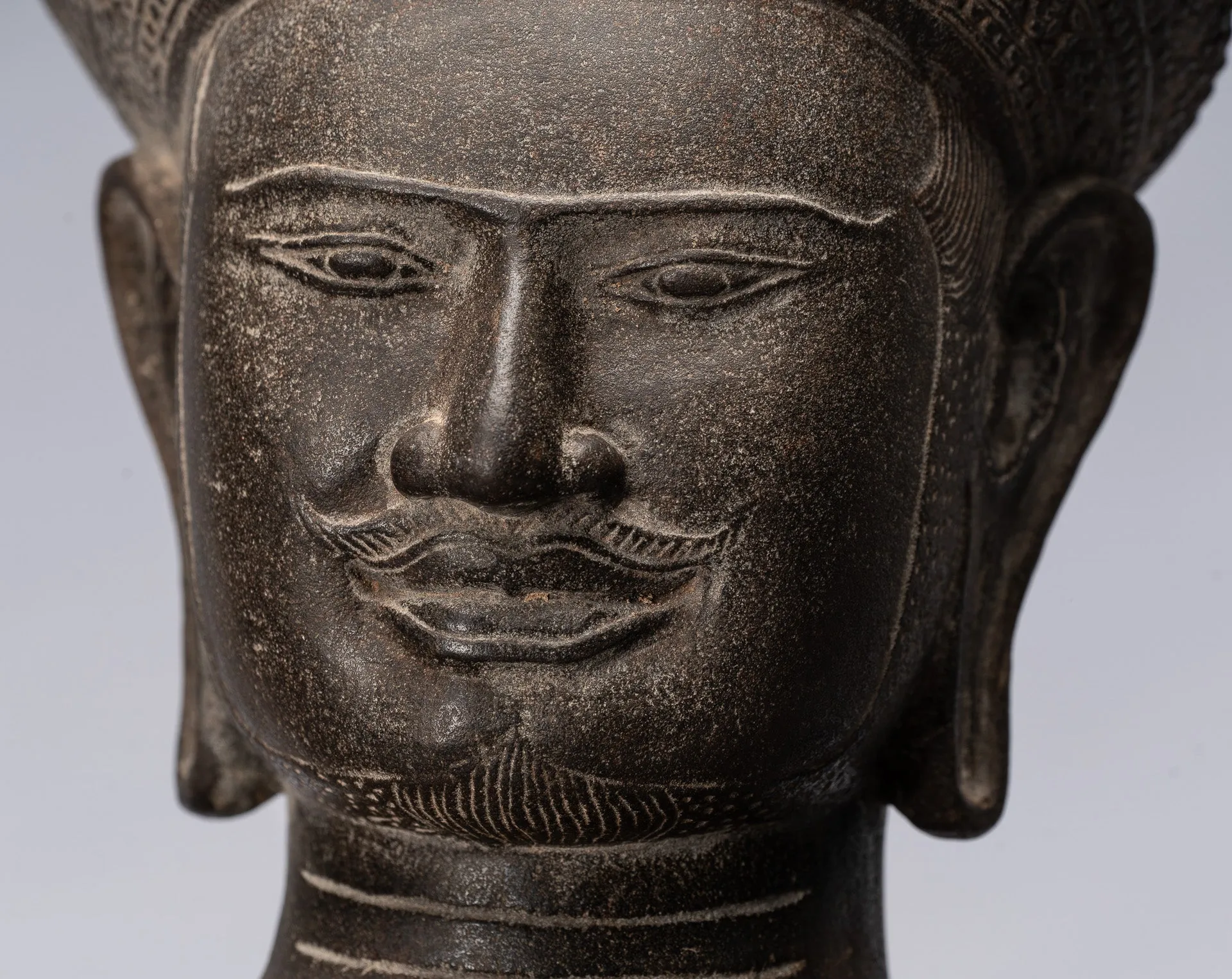 Antique Khmer Style Stone Koh Ker Seated Bodhisattva Avalokitesvara Statue - 62cm/25"