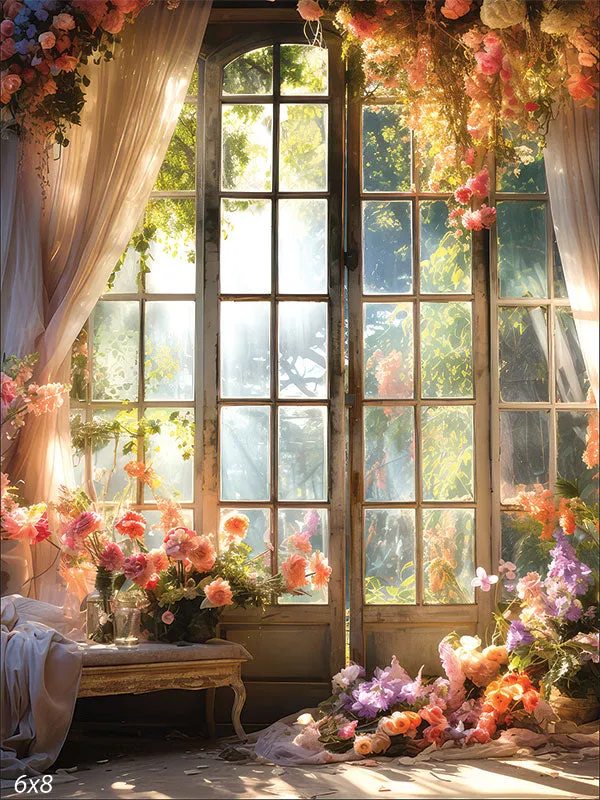 Enchanted Sunroom Garden Window Photography Backdrop