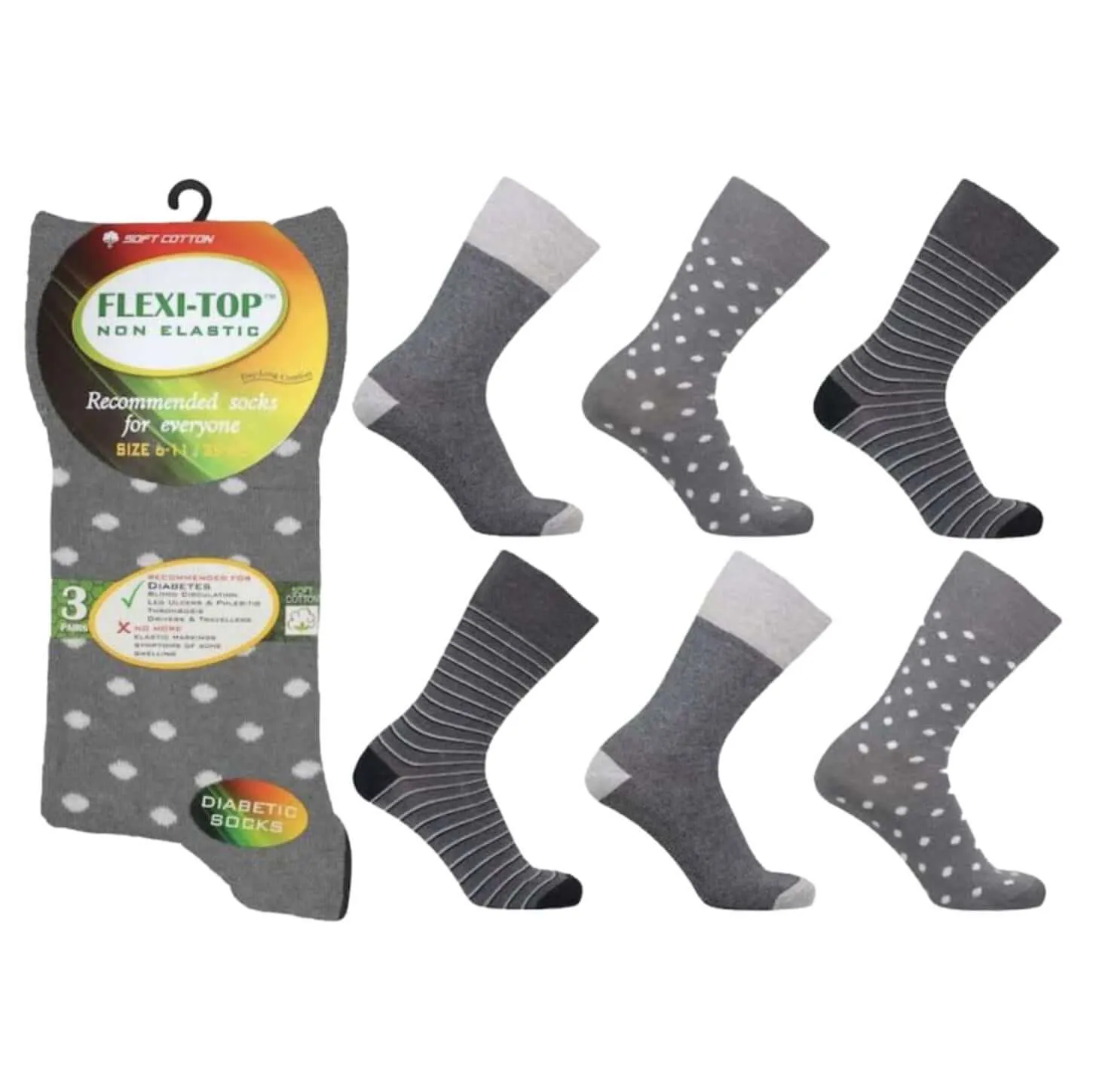 Flexi-Top Men's Loose Top Socks - Pack of 3