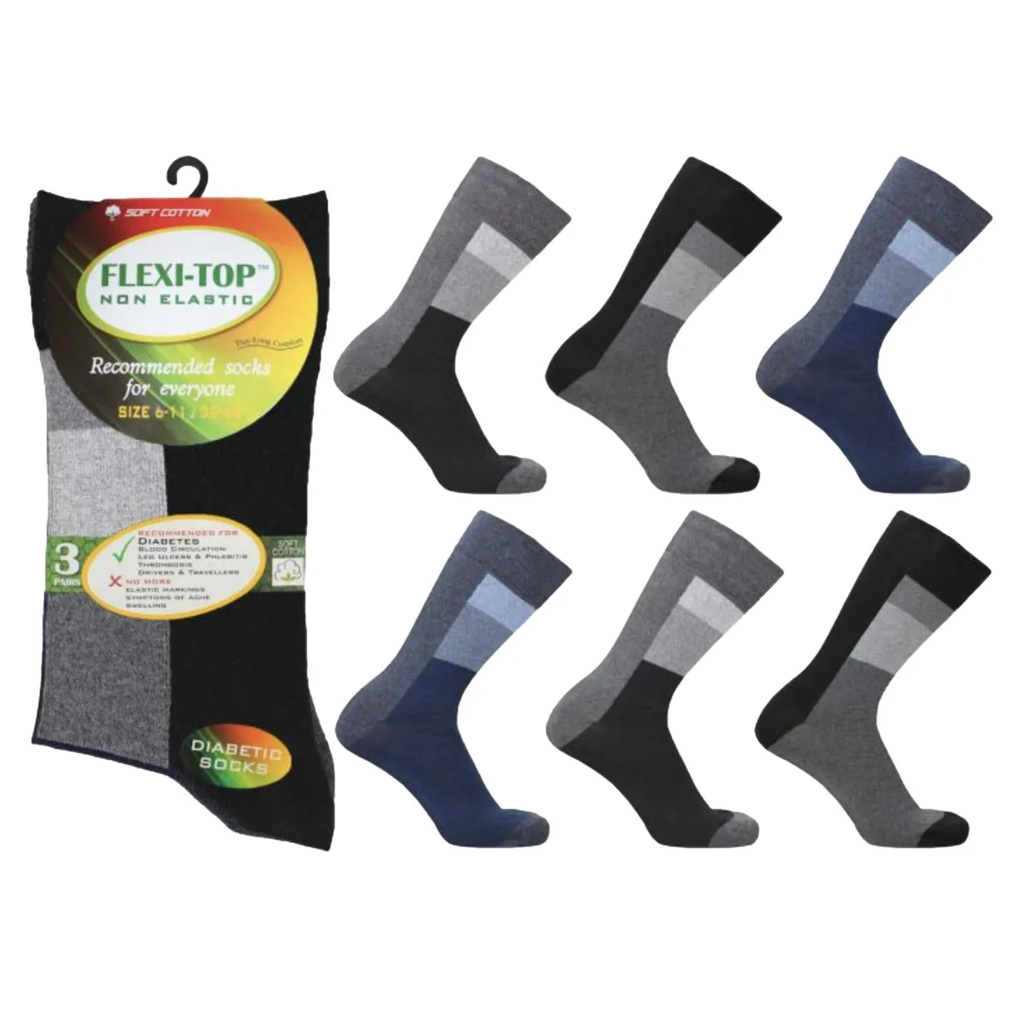 Flexi-Top Men's Loose Top Socks - Pack of 3