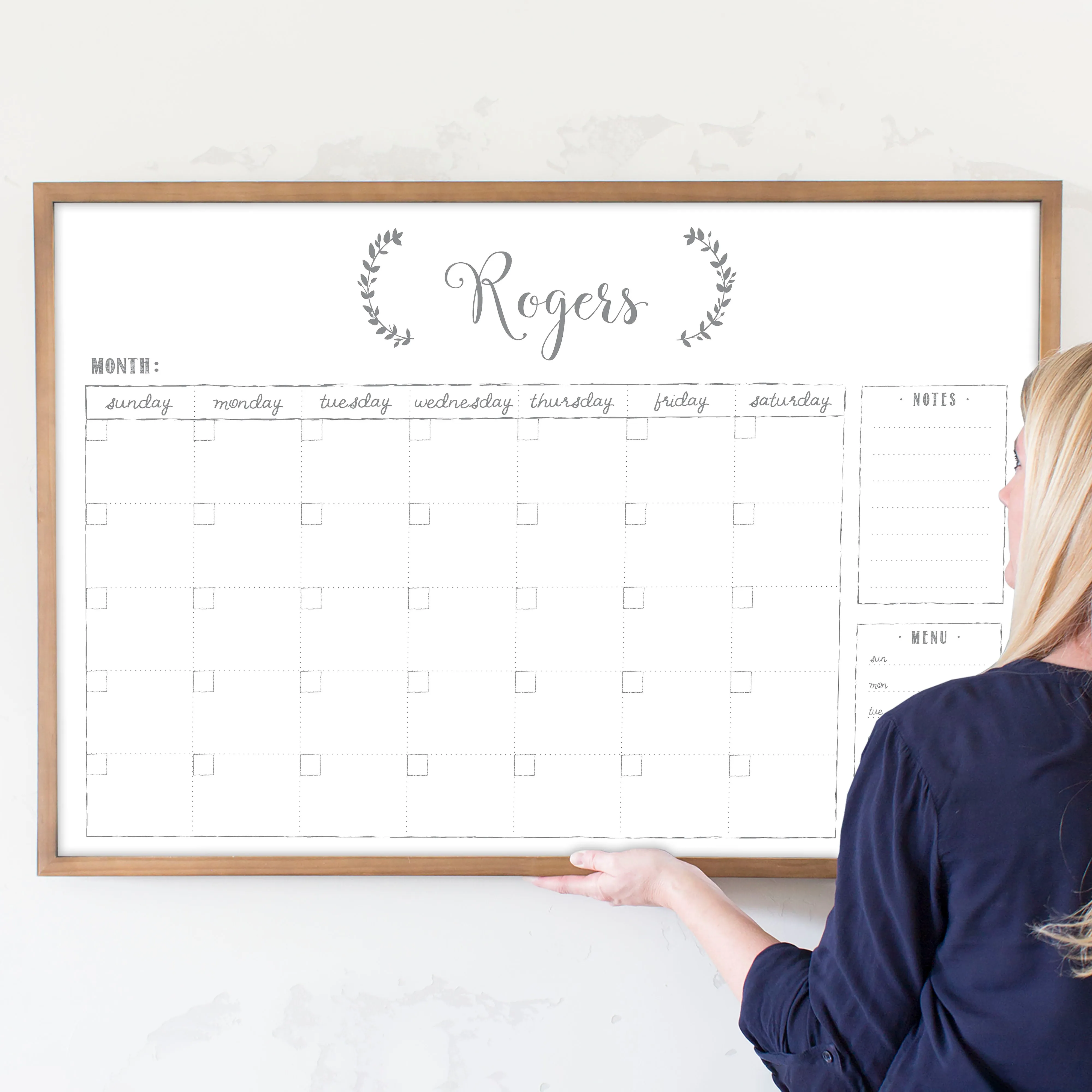 Monthly Framed Whiteboard Calendar   2 sections | Horizontal Eagleton