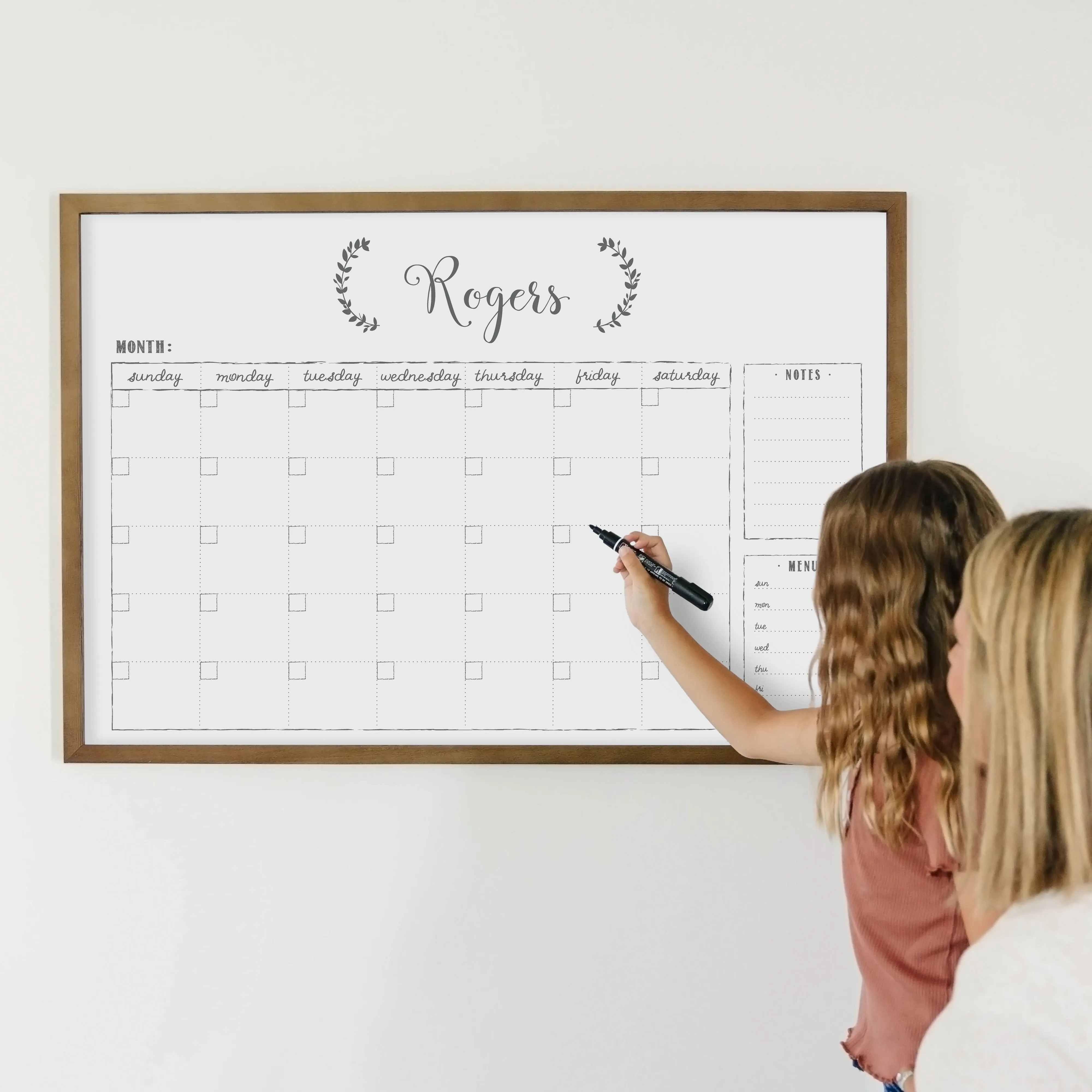Monthly Framed Whiteboard Calendar   2 sections | Horizontal Eagleton