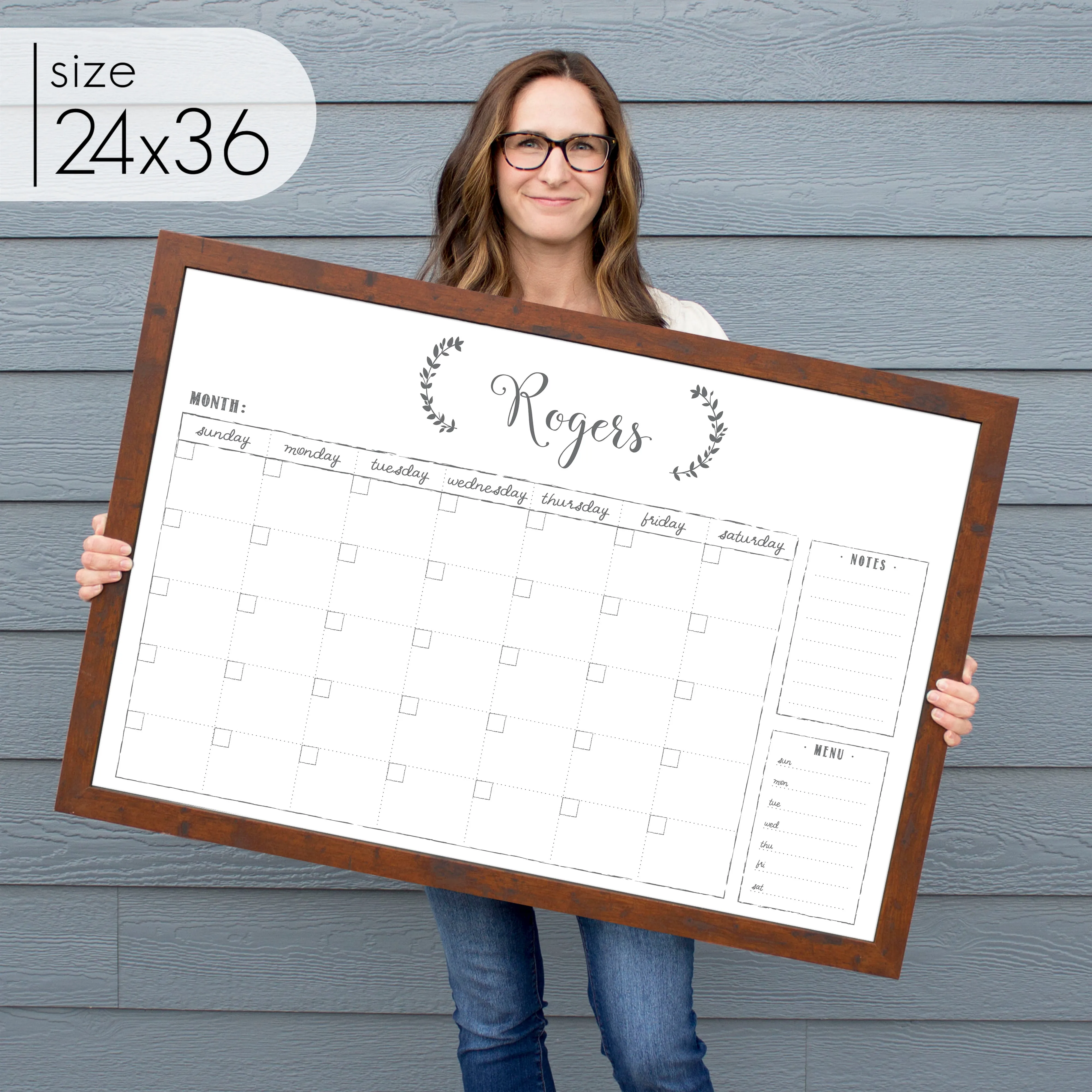 Monthly Framed Whiteboard Calendar   2 sections | Horizontal Eagleton