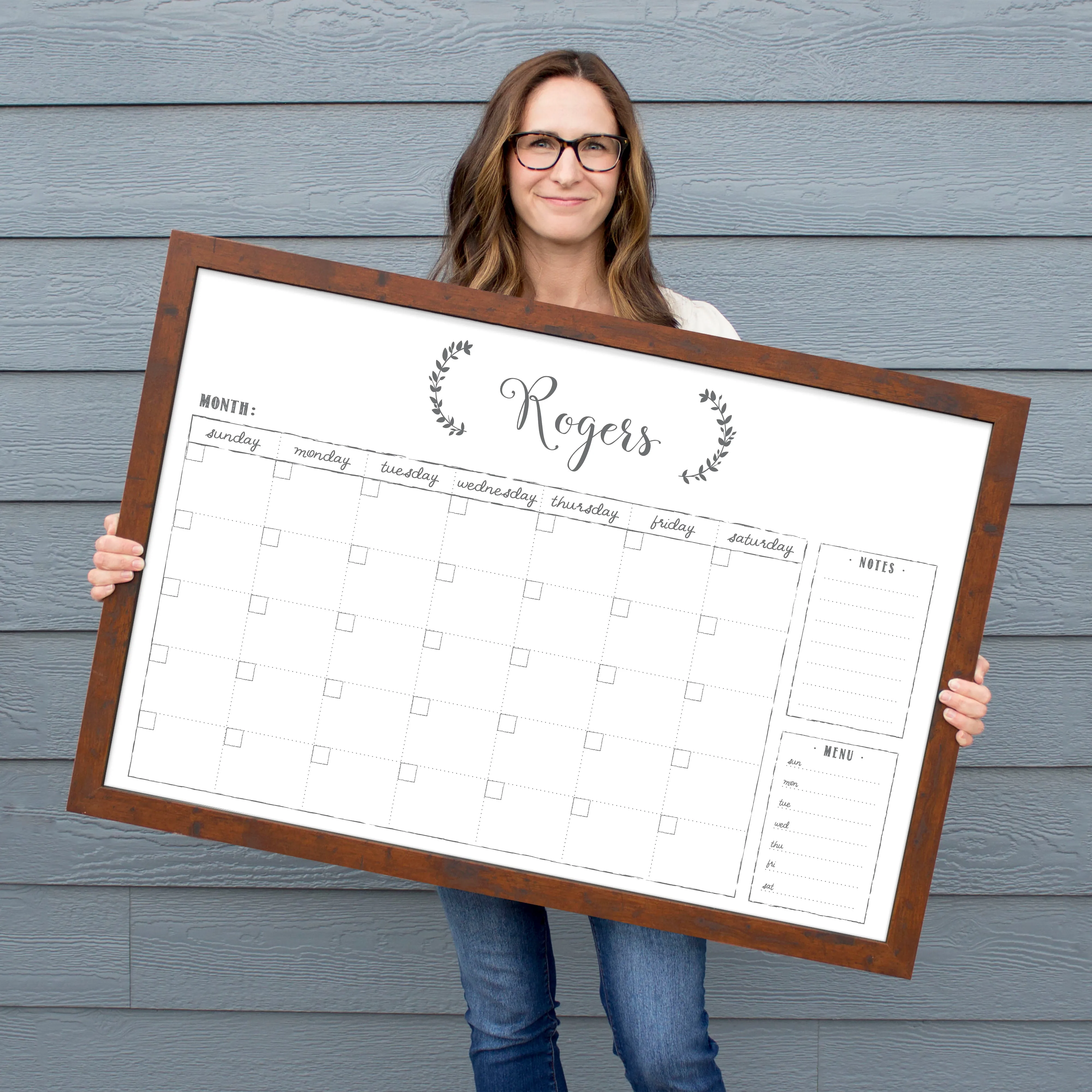 Monthly Framed Whiteboard Calendar   2 sections | Horizontal Eagleton