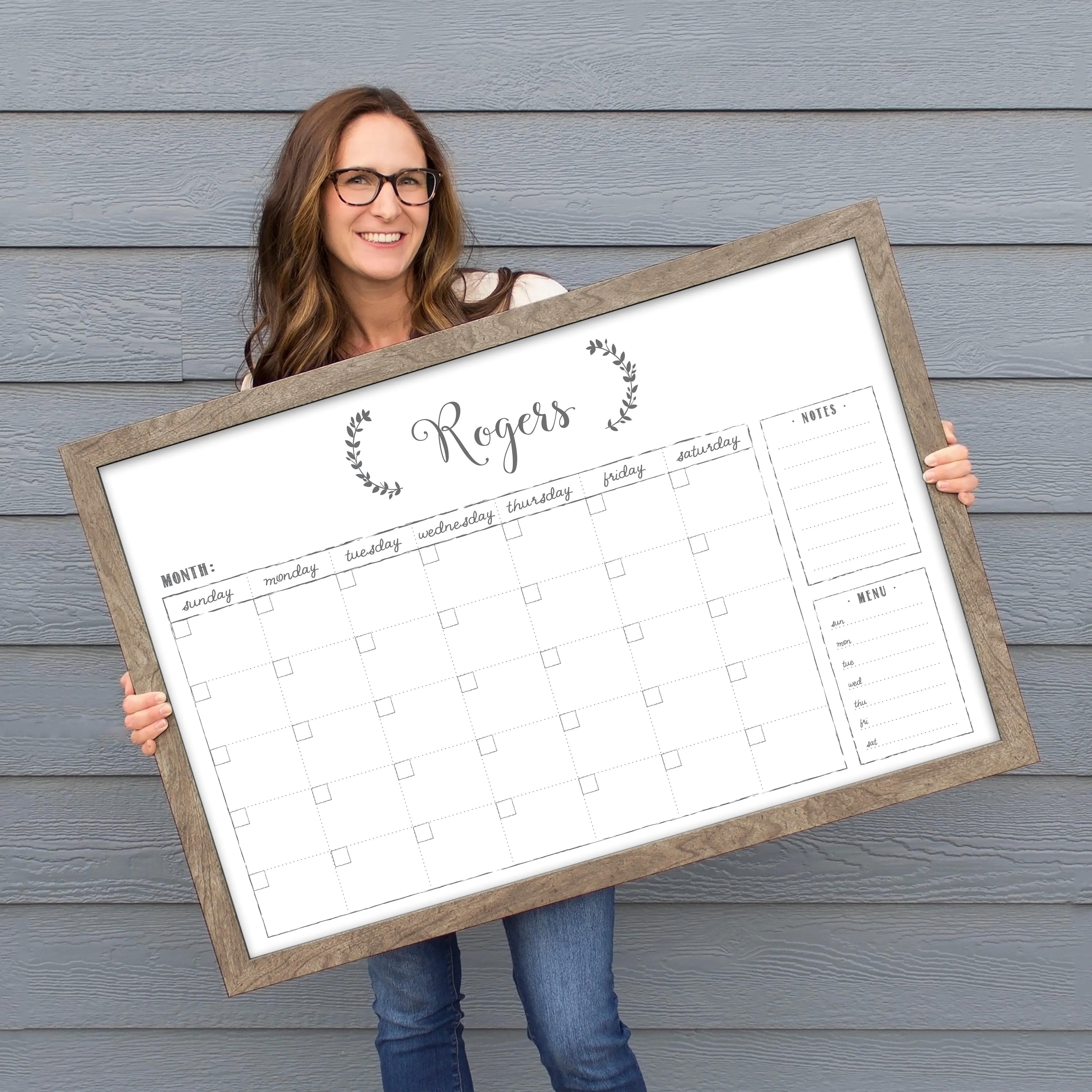 Monthly Framed Whiteboard Calendar   2 sections | Horizontal Eagleton
