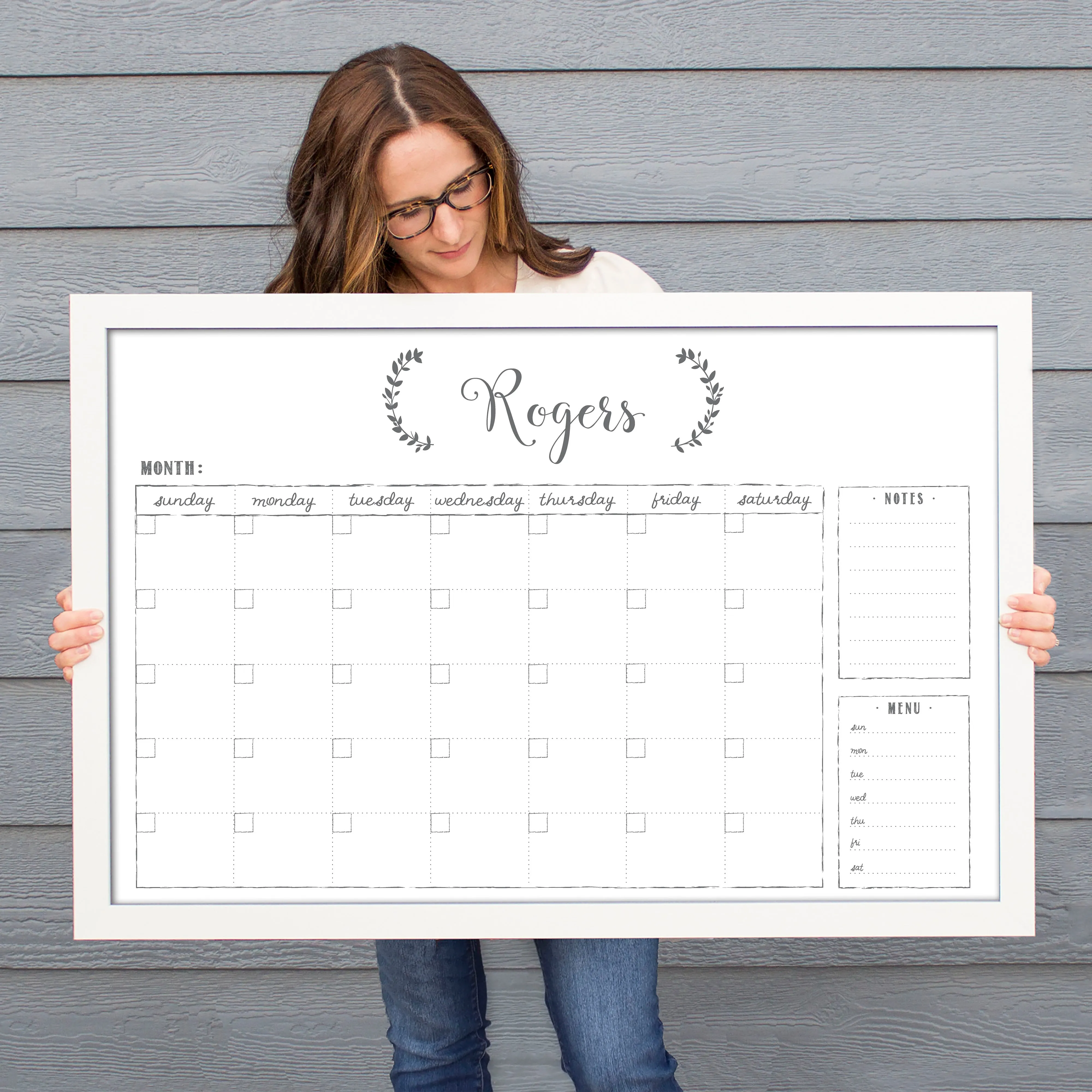 Monthly Framed Whiteboard Calendar   2 sections | Horizontal Eagleton