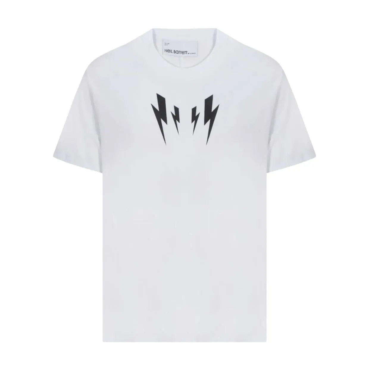 Neil Barrett White Mirrored Bolt Print Logo T-Shirt